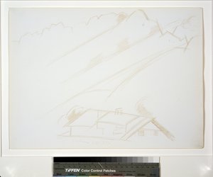 Berglandschaft, Gebäude im Vordergrund von Marsden Hartley
