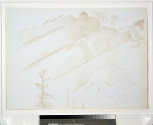 Berglandschaft mit Wolken und Bäumen von Marsden Hartley