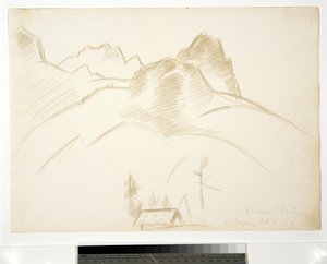 Berglandschaft mit Haus im Vordergrund, 1933