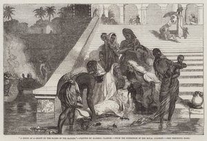 Eine Szene an einem Ghat am Ufer des Ganges, aus der Ausstellung der Royal Academy