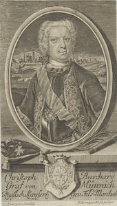 Porträt von Graf Burkhard Christoph von Münnich 1683-1767, ca. 1730 von Martin Bernigeroth