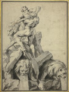Herkules und Antäus Entwurf für einen Brunnen