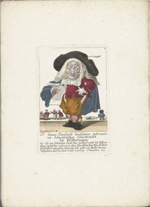 Der Zwerg Lucas Hirnzwik als Anwalt, ca. 1710 (Dr. Lucas Hirnzwik, berühmter Advokat im Schwäbischen Schnekenfeld, zu Pfifferlingen) (Il Callotto resurcitato oder Neu eingerichtes Zwerchen Cabinet)