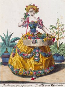 Gärtner, Stich aus Assemblage des nouveau manouvries habilles von Martin Engelbrecht (1684-1756), Deutschland von Martin Engelbrecht