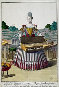 Frau des Orgelbauers, Gravur aus Assemblage des nouveau manouvries habilles von Martin Engelbrecht (1684-1756), Deutschland