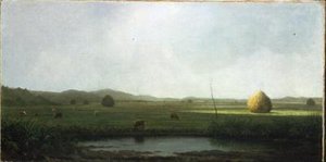 Marschszene: Rinder in der Nähe eines Heusattels von Martin Johnson Heade