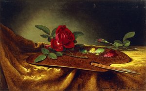 Rosen auf einer Palette, 1880er von Martin Johnson Heade