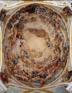 Ansicht der Fresken von Martin Knoller, die die Kuppel der Benediktinerabtei Ulrich und Afra schmücken von Martin Knoller