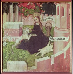 Altarbild der Dominikaner: Die mystische Jagd, ca. 1470-80 von Martin Schongauer