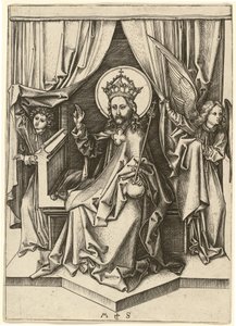 Christus auf dem Thron mit zwei Engeln von Martin Schongauer