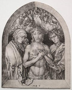Christus als der Schmerzensmann zwischen der Jungfrau und St. Johannes