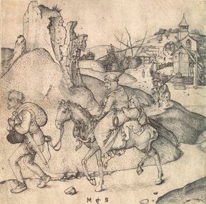 Bauernfamilie auf dem Weg zum Markt, zwischen 1473 und 1475