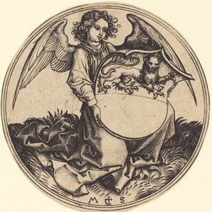 Schild mit Löwe, gehalten von Engel von Martin Schongauer