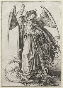 Der Erzengel Michael durchbohrt den Drachen, ca. 1475 von Martin Schongauer