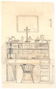 Schreibtisch mit Bücherregalen von Martinus Rørbye
