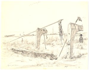 Strandpartie mit Bootsanleger, Skagen von Martinus Rørbye