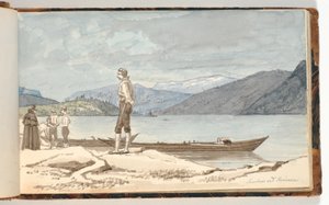 Eine Überfahrtsstelle. Figuren bei Booten von Martinus Rørbye