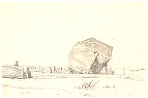Ein Schiff wird kalfatert von Martinus Rørbye