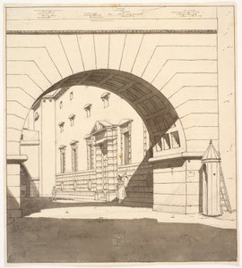 Vorstudie zum Gemälde "Das Arrestgebäude beim Rathaus und Gerichtshaus" von Martinus Rørbye