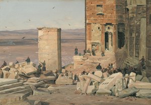Griechen arbeiten in den Ruinen der Akropolis