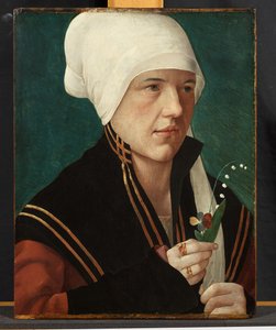 Porträt einer Frau mit Maiglöckchen und Stiefmütterchen, 1510-20