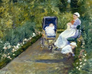Kinder in einem Garten (Das Kindermädchen) von Mary Cassatt