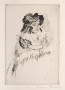 Margot, ruht mit den Armen auf der Rückenlehne eines Sessels, um 1903 von Mary Cassatt