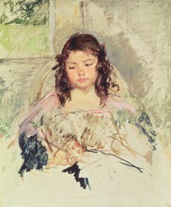 Skizze für "Françoise in einem rundrückigen Stuhl, lesend" oder "Ein Mädchen in Pink" von Mary Cassatt