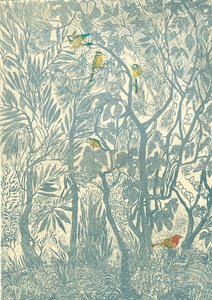Vogelbeobachtung vom Küchenfenster: Rotkehlchen, 2012 von Mary Kuper