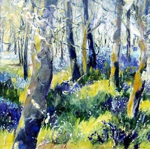 Blaue Glockenblumen und Gelb von Mary Smith