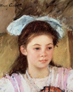 Ellen mit einer großen Schleife im Haar. Gemälde von Mary Cassatt (1845-1926)