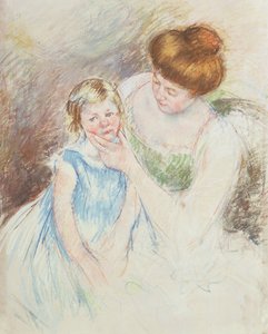 Mutter hält Saras Kinn mit der linken Hand von Mary Cassatt