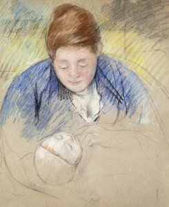 Frau beugt sich über Baby, ca. 1907 von Mary Cassatt