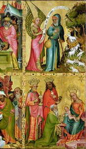Die Verkündigung an St. Joachim und die Anbetung der Könige, vom linken Flügel des Buxtehude-Altars, 1400-10 (Tempera auf Holz) (Detail)
