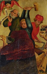 Der Bau der Arche vom Hochaltar von St. Peter in Hamburg, dem Grabower Altar, 1383
