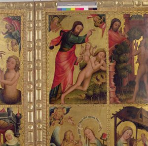 Die Erschaffung Evas, ein Panel vom Grabower Altar, dem Hochaltar von St. Petri in Hamburg von Master Bertram of Minden