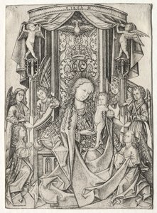 Madonna auf dem Thron mit acht Engeln von Master ES