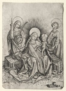 Madonna und Kind in einem Garten zwischen St. Barbara und St. Dorothea von Master ES