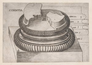 Speculum Romanae Magnificentiae: Korinthischer Sockel vom Tempel des Mars Ultor, Rom, ca. 1537