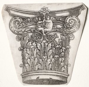 Basis und Kapitell mit Putti, ca. 1525-1550 von Master G. A. with the man