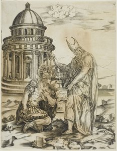St. Ambrosius und Kaiser Theodosius von Master IRs