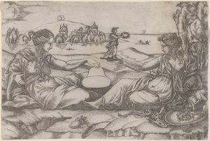 Zwei allegorische Figuren (Roma und Freiheit?)