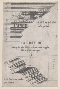 Speculum Romanae Magnificentiae: Gebälke von Santa Pudenziana und dem Bogen von Camigl..., 1537 von Master PS