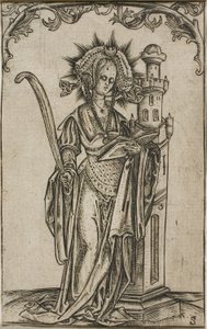 Heilige Barbara mit einer Palme und einem Buch