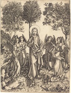Christus in der Wüste von Engeln bedient