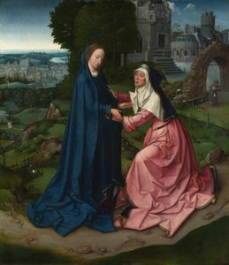 Die Heimsuchung der Jungfrau Maria bei der Heiligen Elisabeth. Tafel eines Altars, ca. 1515 von Master of 1518