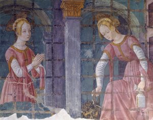 Italien, Region Piemont, Provinz Alessandria, Fresko in der Kapelle der Basilika Santa Maria Assunta von Master of Crea