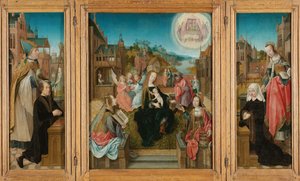 Triptychon mit der Jungfrau und dem Kind mit Heiligen von Master of Delft