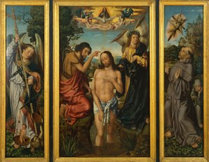 Triptychon der Taufe Christi von Master of Frankfurt