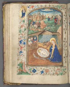 Stundenbuch Gebrauch von Utrecht: fol. 62v, Die Geburt Christi, ca. 1460-1465 von Master of Gijsbrecht van Brederode